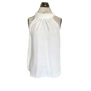 Jennifer Lopez Womens Halter Top Size Small Pin Tuck High Neck Retro Chic Preppy